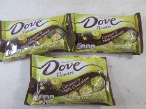 lot 387 image: (B-1) 3 Bags Dove Flowers Caramel and Chocolate Candy Best by Nov 2023