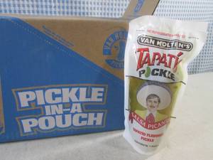 lot 407 image: (C-1) Case of 12 Pickle In A Pouch Jumbo Tapatio Pickles Best by Sept 2024