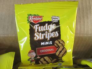 lot 414 image: (EC2) Case of 130 Bags Keebler Fudge Stripes Minis Original Best by Jun 2023