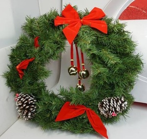 Large Decorated Pine Christmas Wreath...
