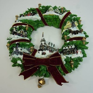 Thomas Kinkade Illuminated The Christmas Village 15 Wreath with Original Box...