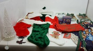 Seasonal Holiday Christmas Decor Stocking Stuffers Lighted TreeTable Linen Apron...
