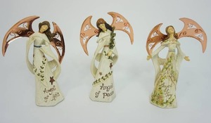 Seasonal Holiday Christmas Decor Roman Inc. Copper Wing Angel Trio...