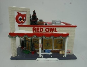lot 64 image: RARE...Department 56 The Original Snow Village Collection Red Owl Grocery Store #56.5533 Year 2002