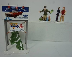 lot 85 image: Department 56 The Original Snow Village Collection Accessories Uptown Motors #56.52780 Year 1998, Im Home Military Officer #56.55209, Congratulations...Recruit Military Marines Officer #56.55513 ...