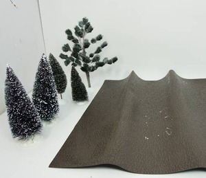 lot 102 image: Department 56 The Original Snow Village Collection Accessory Retired Snow Village Jack Pine Frosted 12 Tree Evergreen, Dept 56 24 Square Cobblestone Pad, Four Bottle-Brush Trees...