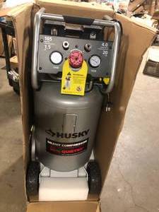 Husky 20 Gal. Vertical Electric-Powered Silent Air Compressor  Customer Returns See Pictures