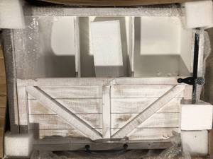 Medium Rectangle Aged White Shelves & Drawers Contemporary Mirror (28 in. H x 5.5 in. W) by FirsTime & Co. Customer Returns See Pictures