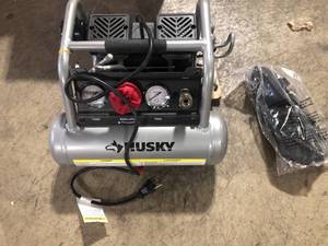 Husky 1 Gal. Portable Electric-Powered Silent Air Compressor  Customer Returns See Pictures