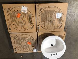 Lot of Bootz Industries Laurel Round Drop-In Bathroom Sink in White   Customer Returns See Pictures