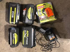 Lot of Assorted Ryobi Batteries and Hardware Item Various Sizes and Conditions  Customer Returns See Pictures