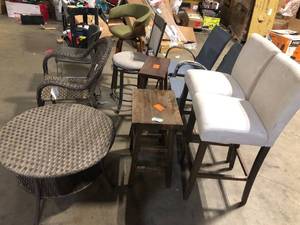 Lot of Assorted Chairs  and Tables Customer Returns See Pictures