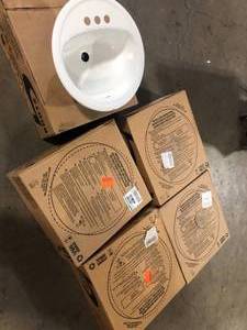 Lot of Bootz Industries Laurel Round Drop-In Bathroom Sink in White  Customer Returns See Pictures