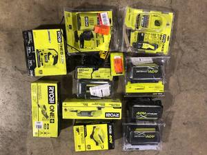 Lot of Assorted Ryobi Batteries, Chargers, and Hardware Various Models and Conditions  Customer Returns See Pictures