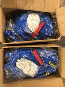 Lot of  VEVOR Boat Fenders 8.5 x 27 in. Ribbed Twin Eyes Boat Fenders Pack of 4 Vinyl Inflatable Boat Fender with Pump, Blue  Customer Returns See Pictures