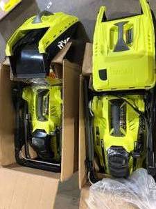 Lot of 2 RYOBI  Electric Walk Behind Push Mower Various Sizes and Conditions  Customer Returns See Pictures