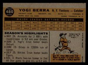 lot 5 image: 1960 Topps Yogi Berra #480