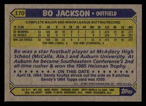 lot 8 image: 1987 Topps Bo Jackson Rookie Card #170
