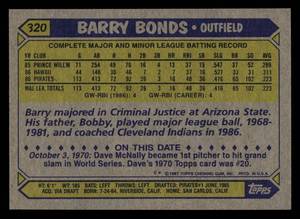 lot 10 image: 1987 Topps Barry Bonds Rookie Card #320