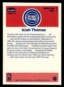 lot 29 image: 1986 Fleer Sticker Isiah Thomas Rookie Card #10