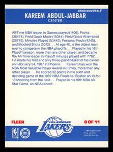lot 34 image: 1987 Fleer Sticker Kareem Abdul-Jabbar #8