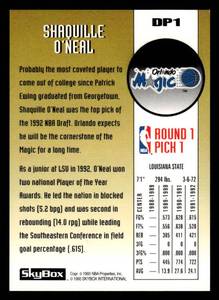 lot 36 image: 1992 Skybox Draft Picks Shaquille ONeal Rookie Card #DP1