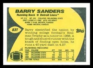 lot 48 image: 1989 Topps Traded Barry Sanders Rookie Card #83T