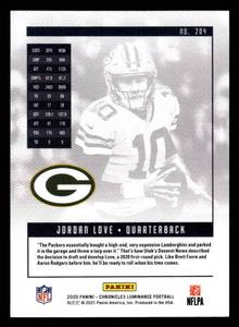 lot 53 image: 2020 Luminance Jordan Love Rookie Card #204