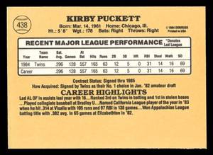 lot 77 image: 1985 Donruss Kirby Puckett Rookie Card #438