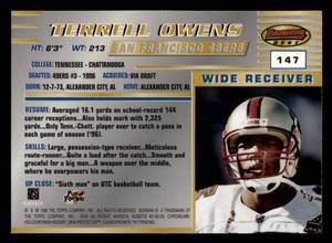 lot 85 image: 1996 Bowmans Best Terrell Owens Rookie Card #147
