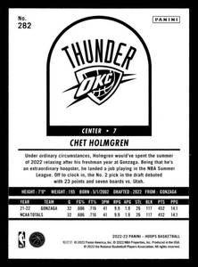 lot 98 image: 2022 NBA Hoops Chet Holmgren Rookie Card #282