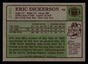 lot 107 image: 1984 Topps Eric Dickerson Rookie Card #280