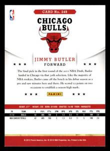 lot 111 image: 2012 NBA Hoops Jimmy Butler Rookie Card #249