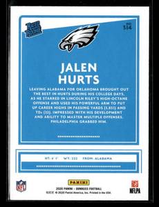lot 119 image: 2020 Donruss Rated Rookie Jalen Hurts Rookie Card #314
