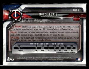 lot 124 image: 2018 Bowman Chrome Draft Refractor Royce Lewis Rookie Card #87