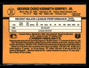 lot 127 image: 1989 Donruss Ken Griffey Jr. Rookie Card #33