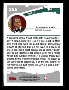 lot 136 image: 2005 Topps JAY-Z Rookie Card #255