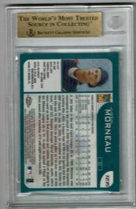 lot 58 image: BGS 9.5 Gem Mint 2001 Topps Traded Chrome Justin Morneau Rookie Card #T235