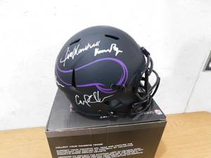 lot 11 image: Riddell Full Size Helmet Purple People Eaters Autograph - Eller, Page, Marshall & Larsen Beckett Authenticated
