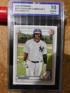 lot 148 image: ISA 10 Gem Mint 2020 Bowman Prospects Jasson Dominguez Rookie Card #BP-8
