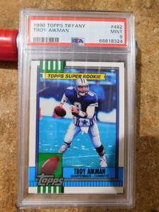 lot 158 image: PSA 9 1990 Topps Tiffany Super Rookie Troy Aikman #482 RARE