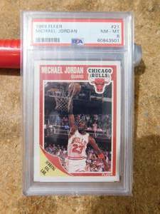 lot 160 image: PSA 8 1989 Fleer Michael Jordan #21