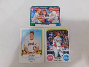 lot 177 image: (3) 2022 Topps Heritage Shohei Ohtani Insert Cards LK