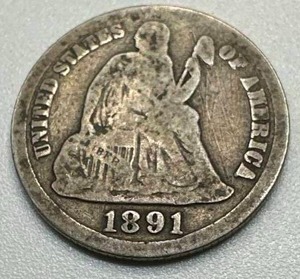 lot 13 image: 1891 Seated Liberty Dime