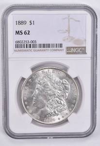 lot 27 image: 1889 Morgan Silver Dollar MS62