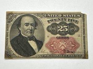 lot 31 image: 1860 .25 Cent Bill Currency
