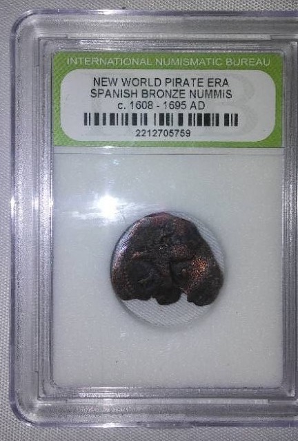 lot 477 image: New World Pirate ERA Spanish Bronze NUMMIS C. 1608-1695 AD.