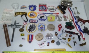lot 60 image: Misc. Smalls, Piggy Bank, Patches, Crosses And More.