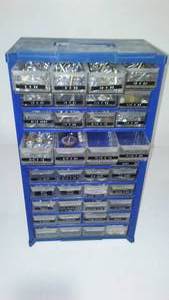 lot 98 image: Metal Parts Bin, Crafts With Contents.