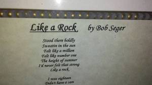 lot 141 image: Framed Bob Seger, Like A Rock, Lyrics,